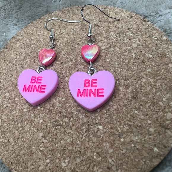 Pink Be Mine Valentine’s Day Dangle Earrings - Picture 2 of 3
